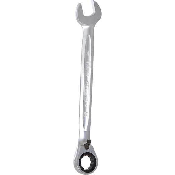 GEARplus ratchet combination wrench, reversible, 27 mm on hanger - GEARplus reversible ratchet ring spanner