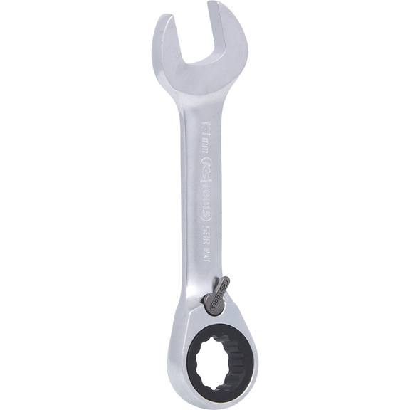 GEARplus ratchet ring spanner, short, 13 mm on hanger - GEARplus ratchet combination spanner, short