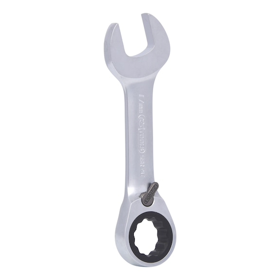 GEARplus ratchet combination wrench, short, 17 mm on hanger - GEARplus ratchet combination spanner, short