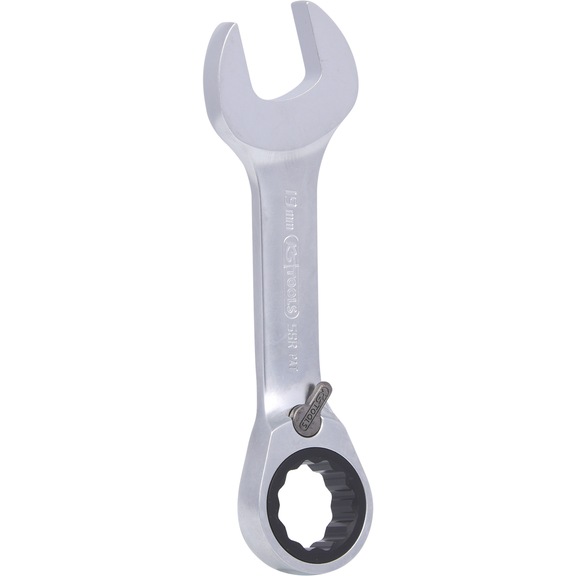 GEARplus ratchet combination wrench, short, 19 mm on hanger - GEARplus ratchet combination spanner, short