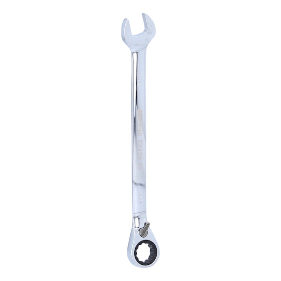 GEARplus ratchet combination wrench, reversible, 7/16 inch on hanger - GEARplus reversible ratchet ring spanner