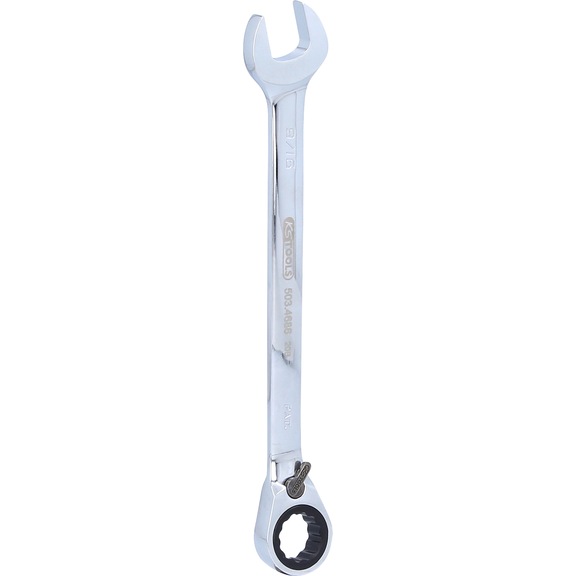 GEARplus ratchet combination wrench, reversible, 9/16 inch on hanger - GEARplus reversible ratchet ring spanner