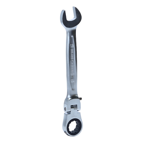 GEARplus articulated ratchet ring spanner, lockable, 13 mm on hanger - GEARplus jointed ratchet ring spanner, lockable