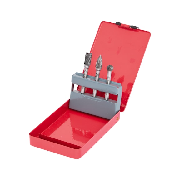 HM milling cutter set in sheet steel cassette, 3-piece - HM milling cutter set