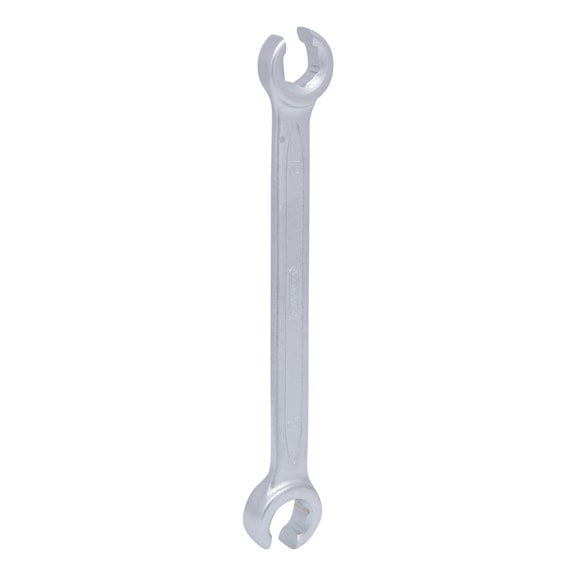 Open double ring spanner, angled, 12x13mm on hanger - Open double ring spanner