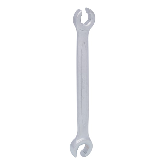 Open double ring spanner, angled, 12x14mm on hanger - Open double ring spanner