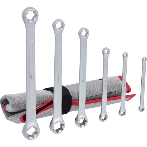 TX-E double ring spanner set, 6-piece - Double ring spanner set