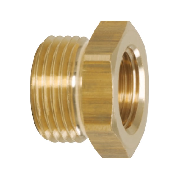 Brass reducing nipple, G3/8 inch male x G1/4 inch female - Plug nipple (compressed air tool accessory)