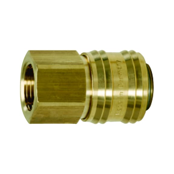 Brass coupling with female thread, G1/2 inch IG - Brass coupling with external thread