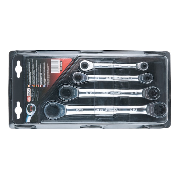 GEARplus TX E double ratchet ring spanner set, 4-piece - GEARplus TX-E double ratchet ring spanner