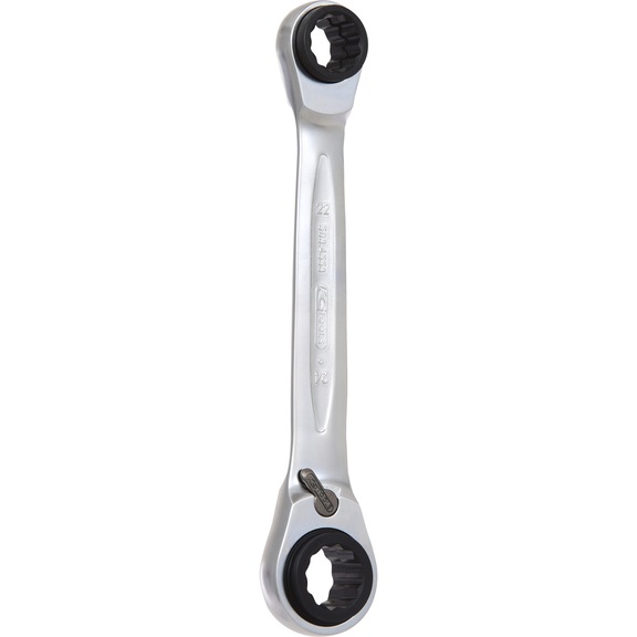 KS TOOLS 4-in-1 GEARplus reversible double ratchet ring spanner, 21x22x24x27mm - 4 in 1 GEARplus reversible double ratchet ring spanner