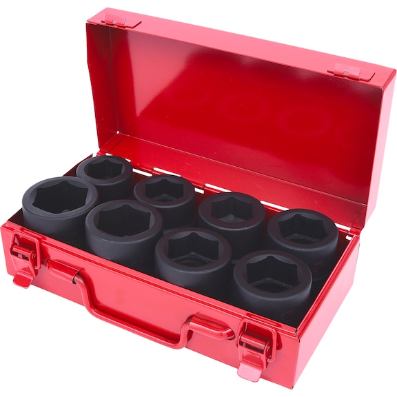 1 inch hexagon power socket set, short, 8-piece - 1 inch hex power socket set