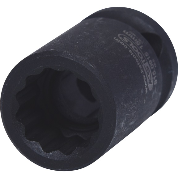 1/2 inch 12-point power socket, short, 15 mm - 1/2 inch 12-point heavy-duty socket