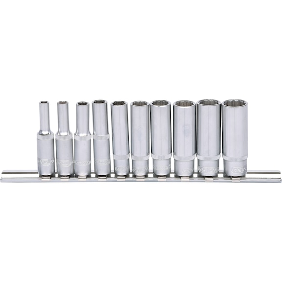 1/4 inch 12-point socket set, long, 10-piece - 12-point socket set
