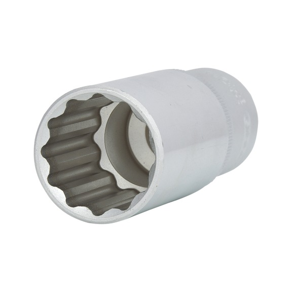 1/2 inch 12-point socket, long, 24 mm on hanger - 1/2 inch 12-point socket