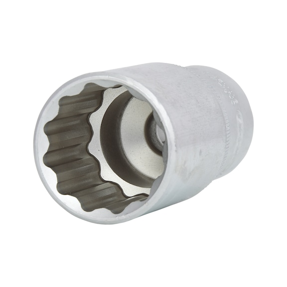 1/2 inch 12-point socket, long, 30 mm on hanger - 1/2 inch 12-point socket
