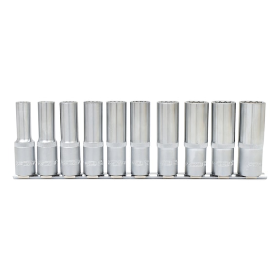 1/2 inch 12-point socket set, long, 10-piece - 12-point socket set