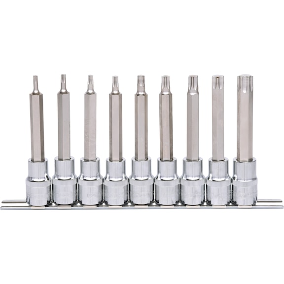 1/2 inch CHROMEplus TX socket bit set, long, 9-piece T20-T60 - CHROMEplus socket wrench (set)