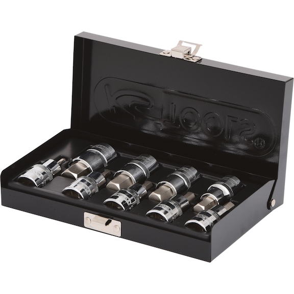 1/2 inch CHROMEplus bit socket set, hexagon socket, 9-piece, 4-17 mm, short - CHROMEplus socket wrench (set)