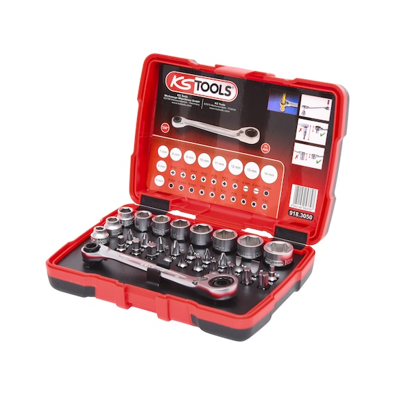 1/4 inch, 11 mm through socket wrench and bit set, 31 pieces - Bit set