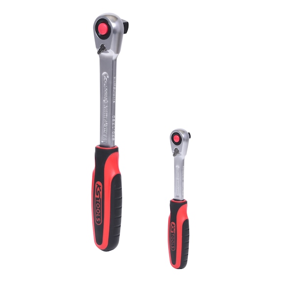 SlimPOWER reversible ratchet set, 2-piece 1/4 inch, 1/2 inch - KS TOOLS Ratchet (stepped spanner)