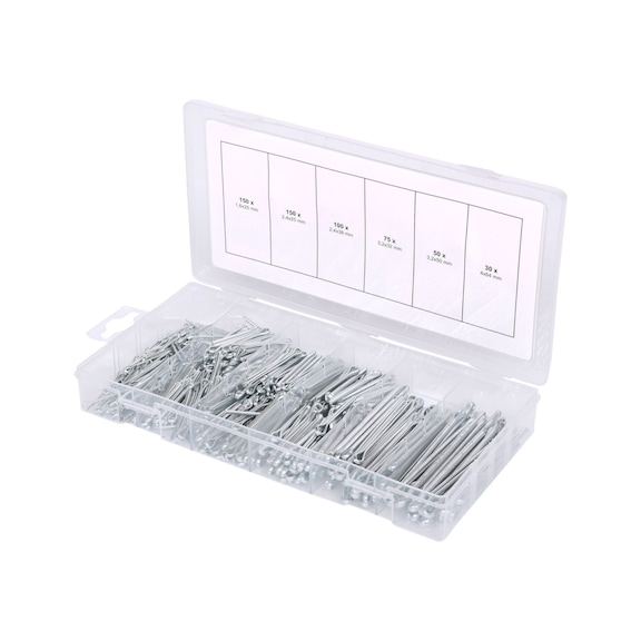 Assortment of split pins, 1.6x25.4mm-4.0x63.5mm, 555 pieces - Cotter pin, spring pin (other)