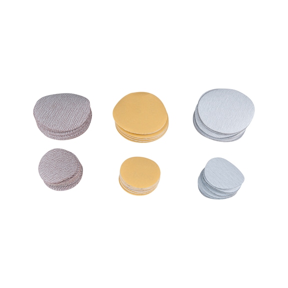 Replacement sanding pads, grit 320 D: 75 mm, pack of 10 - Grinding pads