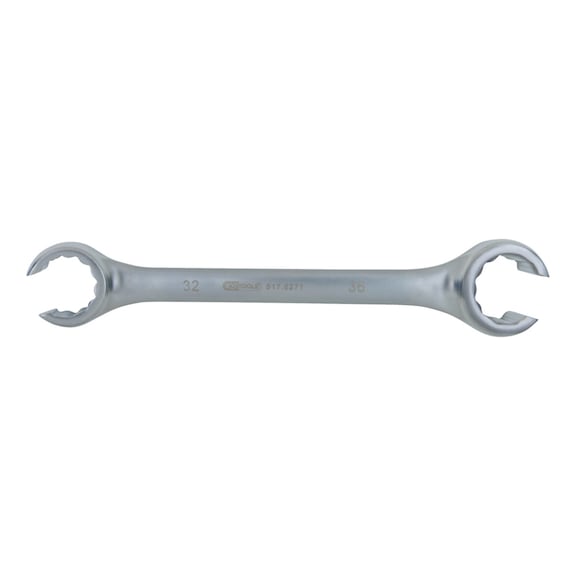 Open double ring spanner, angled, 17 x 19 mm - Open double ring spanner