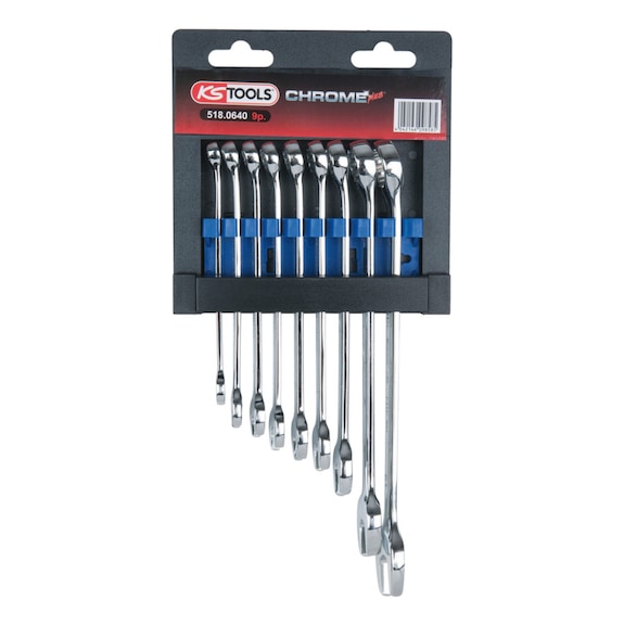 CHROMEplus combination wrench set, offset, 9-piece - Combination spanner set