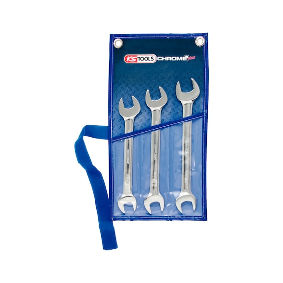 KS TOOLS CHROMEplus combination wrench set, 3 pieces - CHROMEplus double open-end wrench
