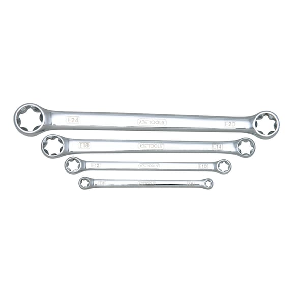 CHROMEplus TX-E double ring spanner set, 4-piece - Double ring spanner set