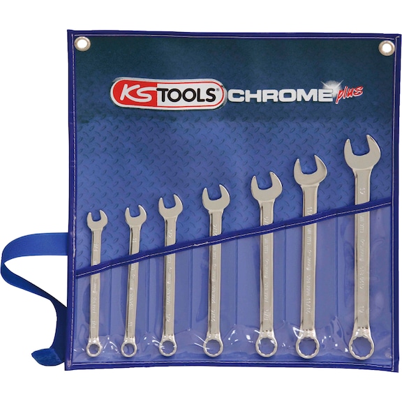 CHROMEplus combination wrench set, offset, 7-piece, imperial - Combination spanner set