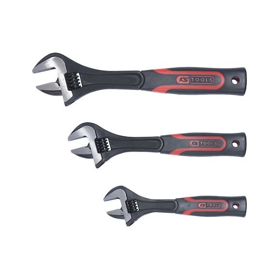 Adjustable spanner set, 2-component handle, 3-piece - Rolling spanner set