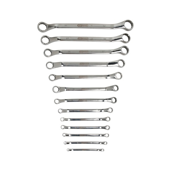 KS TOOLS STAINLESS STEEL Double ring spanner set, offset, 13-piece - Double ring spanner set