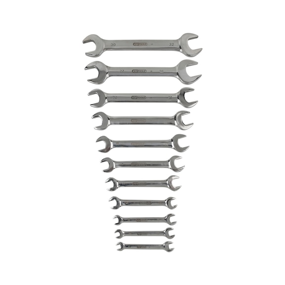 STAINLESS STEEL double open-end wrench set, 11-piece, angled - STAINLESS STEEL double open-end wrench