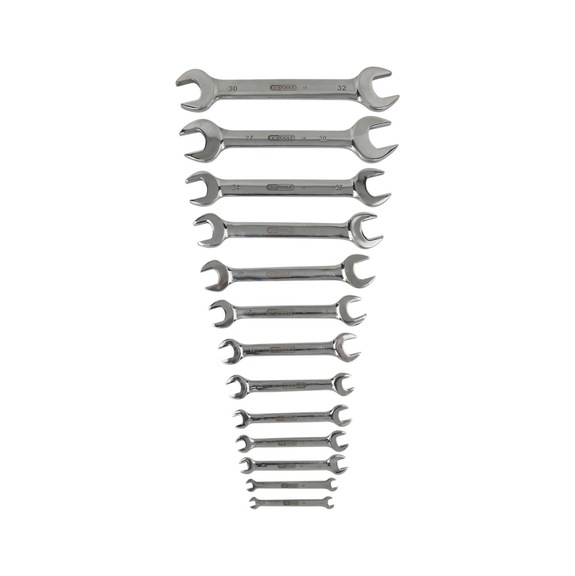 STAINLESS STEEL combination wrench set, 13-piece, offset - STAINLESS STEEL double open-end wrench