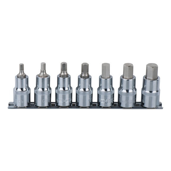 KS TOOLS 1/2 inch CHROMEplus bit socket set, hexagon socket, 7-piece, 5-14 mm, short - CHROMEplus socket wrench (set)