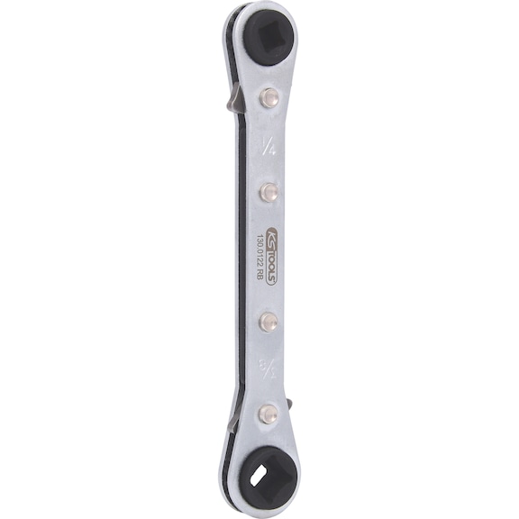 4-in-1 refrigeration and air conditioning ratchet wrench, reversible - 4 in 1 GEARplus reversible double ratchet ring spanner