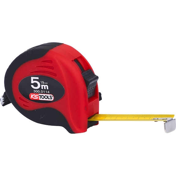 KS TOOLS Tape measure with lock, black-red, 5 m, 19 mm - Tape measure