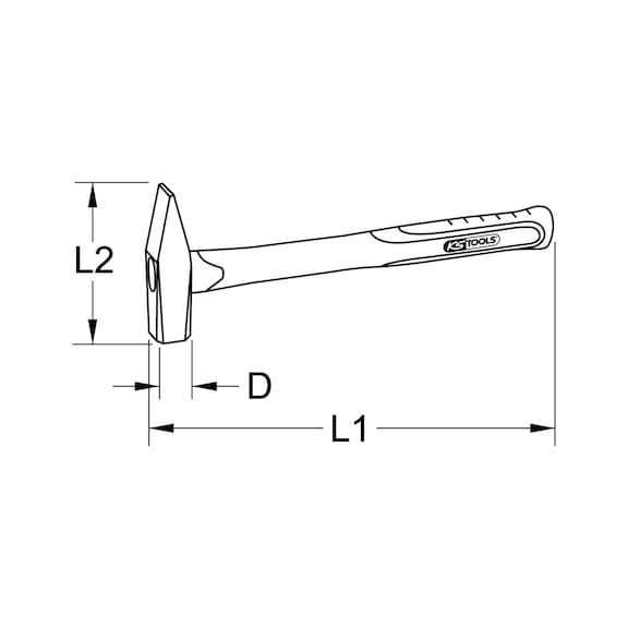 STAINLESS STEEL mechanic's hammer with fibreglass handle, 3000 g - STAINLESS STEEL locksmith's hammer