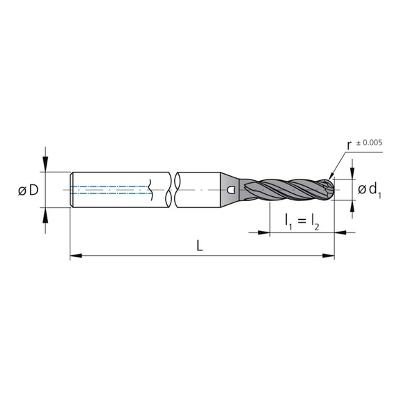 3CMC30.M5Z4.800.1, CrazyMill Cool TypM 3.5xd Ø8.00 Vollradius Z4 - 3CM, VHM Schaftfräser