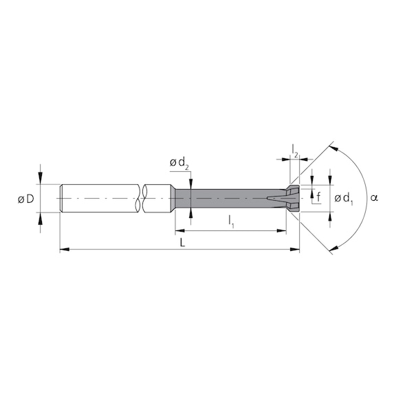 3BC.03570090.1, CrazyMill Backchamfer 3xd Ø5.70 mm beschichtet - 3BC, VHM Hochleistungsbohrer