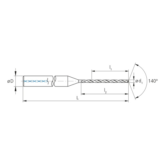 3CD.150225.CA, CrazyDrill Cool 15xd Ø2.25 mm unbeschichtet - 3CD, VHM Hochleistungsbohrer