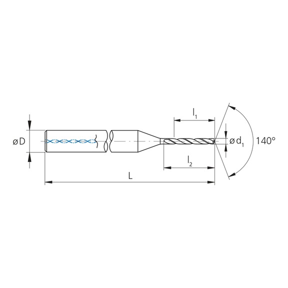 3CD.060130.CA, CrazyDrill Cool 6xd Ø1.30 mm unbeschichtet - 3CD, VHM Hochleistungsbohrer