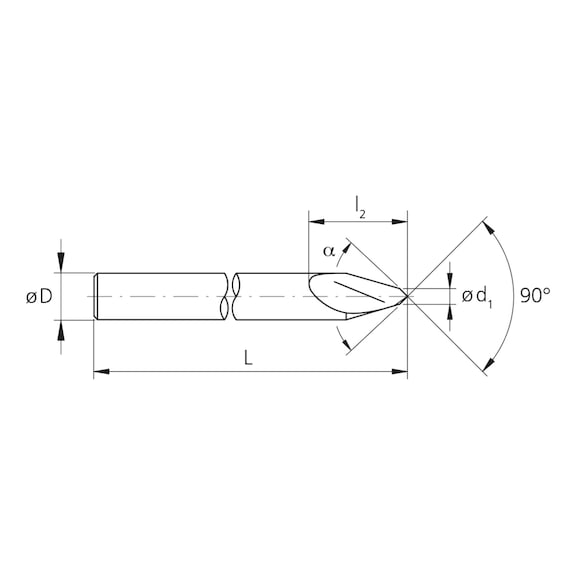 3MC.090200.0, MiquDrill Centro 90° Ø2.0 mm unbeschichtet - 3MC, VHM Hochleistungsbohrer