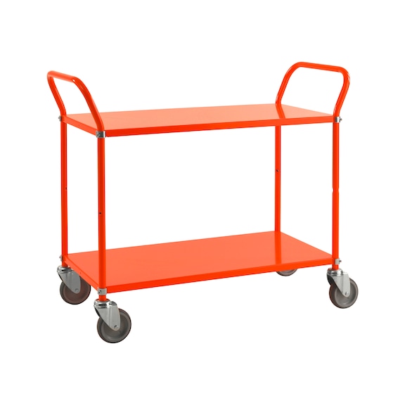 Kongamek 多层手推车，带两个可反面安装的载物区，橙色，承载能力250 千克 - 多层手推车，带两个可反面安装的载物区