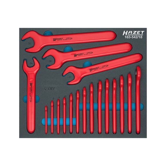 HAZET open-end wrench set, insulated 163-542/18 Number of tools 18 - Tool assortment
