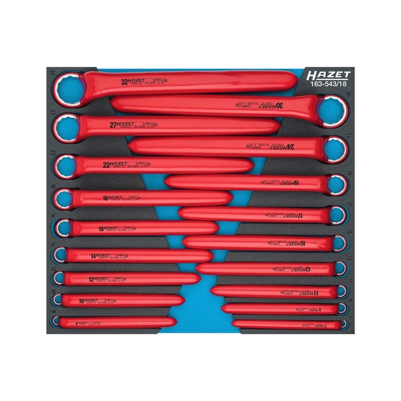 HAZET Combination wrench set 18-piece insulated 163-543/18 - Tool assortment