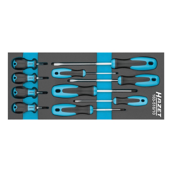 HAZET screwdriver set 163-516/10 slotted profile Number of tools 10 - Tool assortment