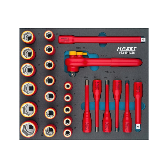 HAZET socket wrench set with protective insulation 163-544/26 No. of tools 26 - Tool assortment